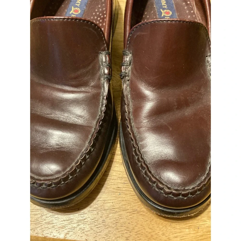 Tommy Hilfiger Mens Leather Loafers Burgundy Brown Size 8‎ M